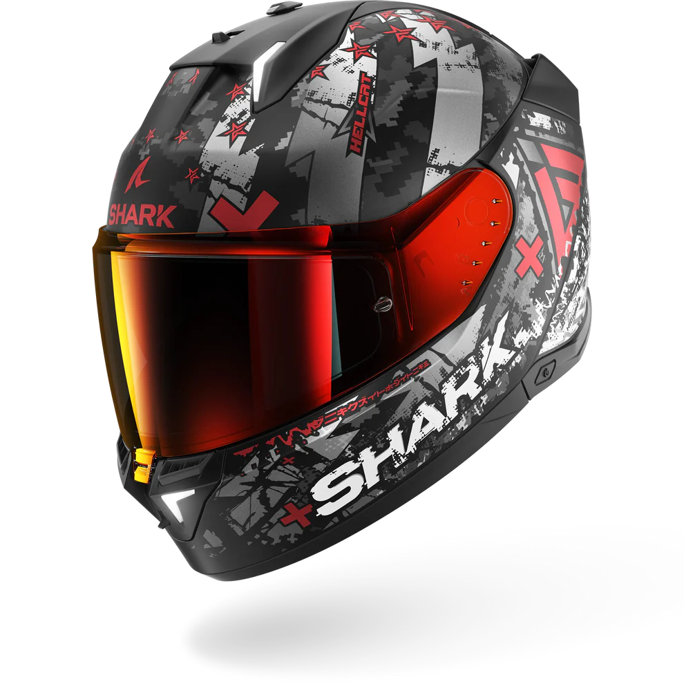 Shark Skwal I3 Hellcat Mat Zwart Chroom Rood