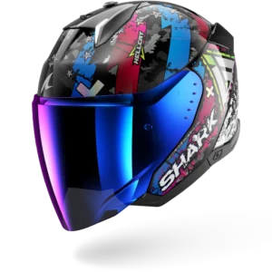 Shark Skwal I3 Jet Hellcat Zwart Chroom Blauw