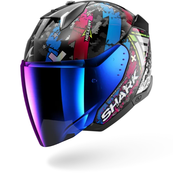 Shark Skwal I3 Jet Hellcat Zwart Chroom Blauw