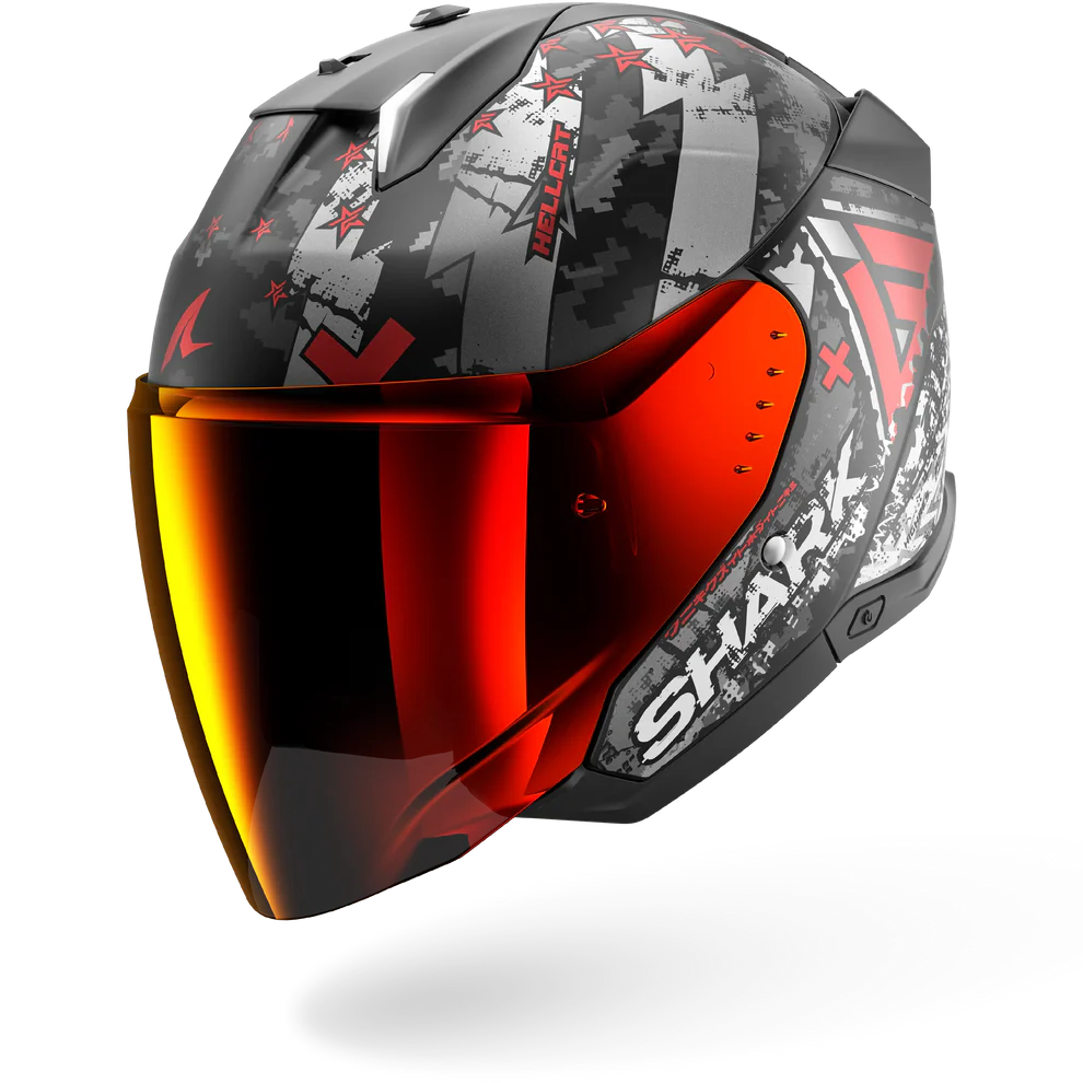 Shark Skwal I3 Jet Hellcat Mat Zwart Chroom Rood