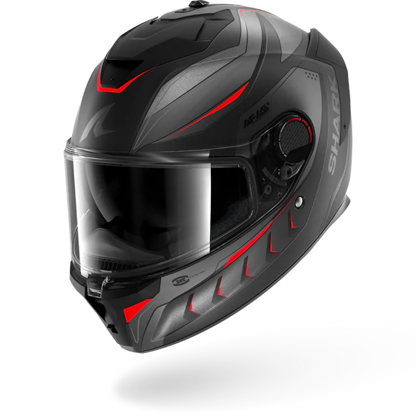 SHARK SPARTAN GT PRO MEKARIUM Mat Carbon Anthracite Red
